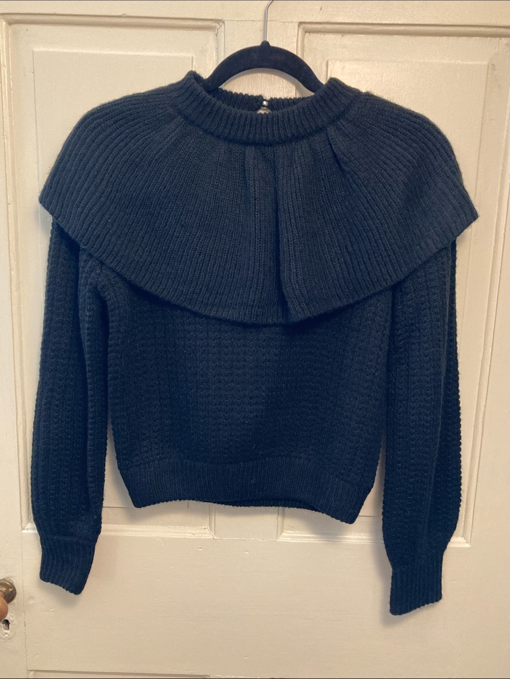 Titty & Co. Women Black Women's Ribbed Cape Collar Sweater, Size: JP Free size